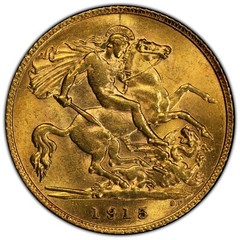 1915 1/2 Sovereign Gold Coin S-4006 Great Britain MS63 Geogivs V Gnumismatist