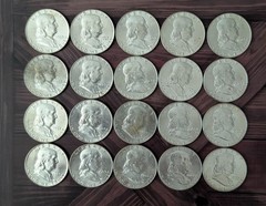 90% Silver Franklin Half Dollars- Roll of 20 Coins – $10 Dollar FV