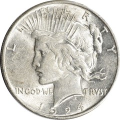 1924 US Peace Silver Dollar $1 – AU