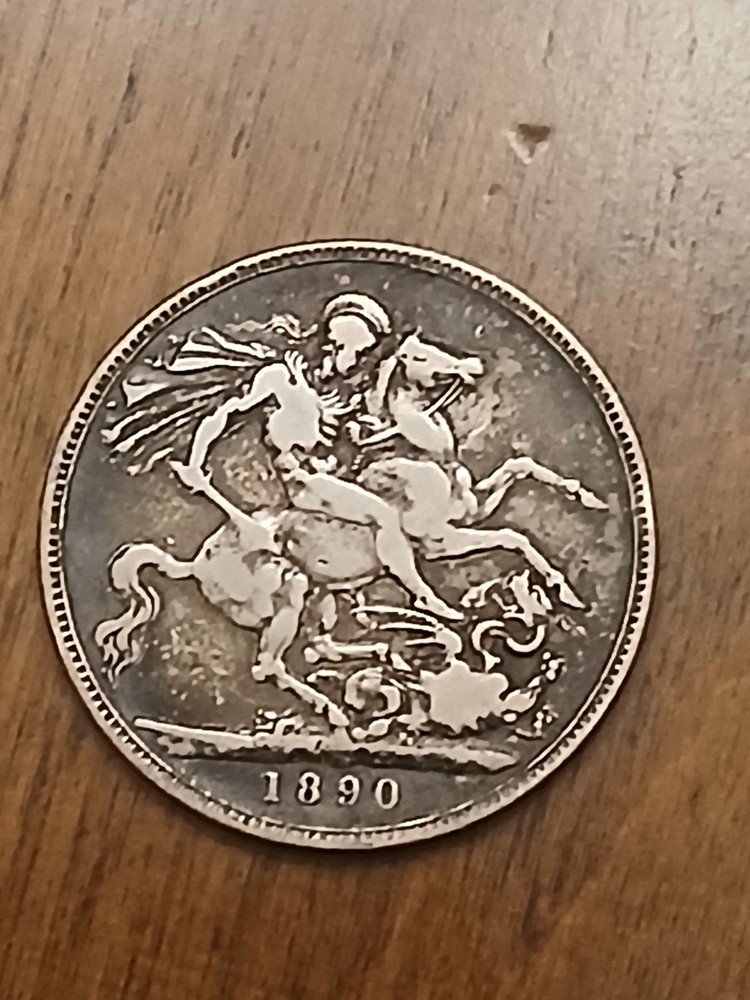 UK 1890 Victoria Jubilee Head Crown Silver Coin 0.925 Fineness KM# 765