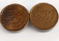 Two Euro 20 Cent Coins Finland 2001 & Netherlands Circulated & Uncirculated Pair