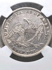 1838 CAPPED BUST REEDED HALF DOLLAR -NGC AU DETAILS OBV DAMAGE CLEANED