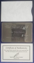 The Silver Card 1 Troy Oz. .999 Fine Silver Bar With COA
