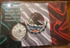 Mexican Mint 3g Silver Coin .999 Aztec Design Bullion Limited Mintage 1 of 3000