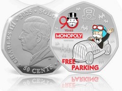 2025 50c Solomon Islands Monopoly Free Parking Silver Plated NGC PF70 UC