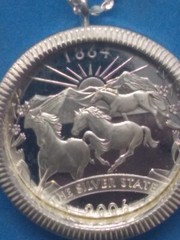 2006 NEVADA SILVER PROOF DEEP CAMEO SHADOW BOX COIN PENDANT (.900 silver)