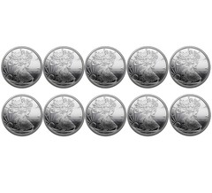 Lot of Ten 0.10 (1/10) Troy Ounce .999 Silver Walking Liberty Round