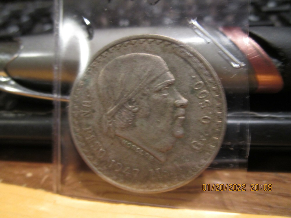1947 Mexico 1 Peso Mint State +++++