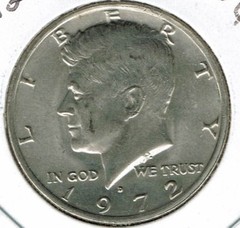 1972-D Denver Circulated Copper-Nickel Clad Copper Strike Half Dollar Coin!