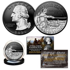2021 WASHINGTON CROSSING DELAWARE Quarter 2-Sided BLACK RUTHENIUM w/ .999 SILVER