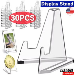 30PCS Clear Acrylic Coin Card Display Stand Easel Holders