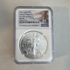 2021 SILVER EAGLE NGC MS70 STRUCK AT PHILADELPHIA BIDEN FDI TYPE 1