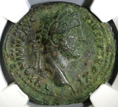 148 NGC VF Antoninus Pius Roman Empire AE As 10th Year Reign Coin (19061701C)