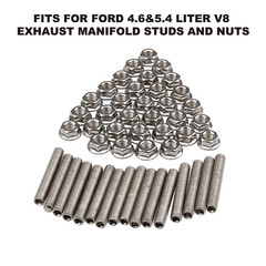 16 Pcs Stainless Steel Exhaust Manifold Stud Nuts Kit Compatible with Ford 4.6 5