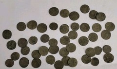 LOT OF 46 ANTIQUE GERMAN BRASS JETONS ACCOUNTING TOKENS /16th-18th Century/