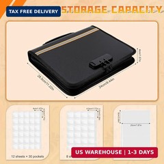 Coin Collection Book Holders for Collectors with Combination Lock, Fireproof and