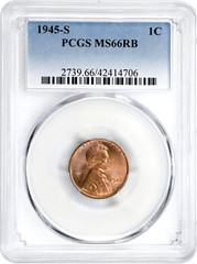 1945-S Lincoln Cent PCGS MS66RB