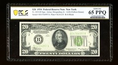 DBR 1934 $20 LGS FRN New York Fr. 2054-Blgs PCGS-B 65 PPQ Serial B14764997A