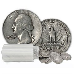 90% Silver Washington Quarters – Roll of 40 – $10 Face Value Average Circulated