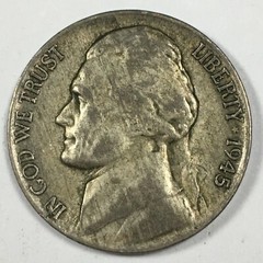 1945-P “War” Nickel 35% Silver – Extremely Fine (XF) KM#192a – 7553