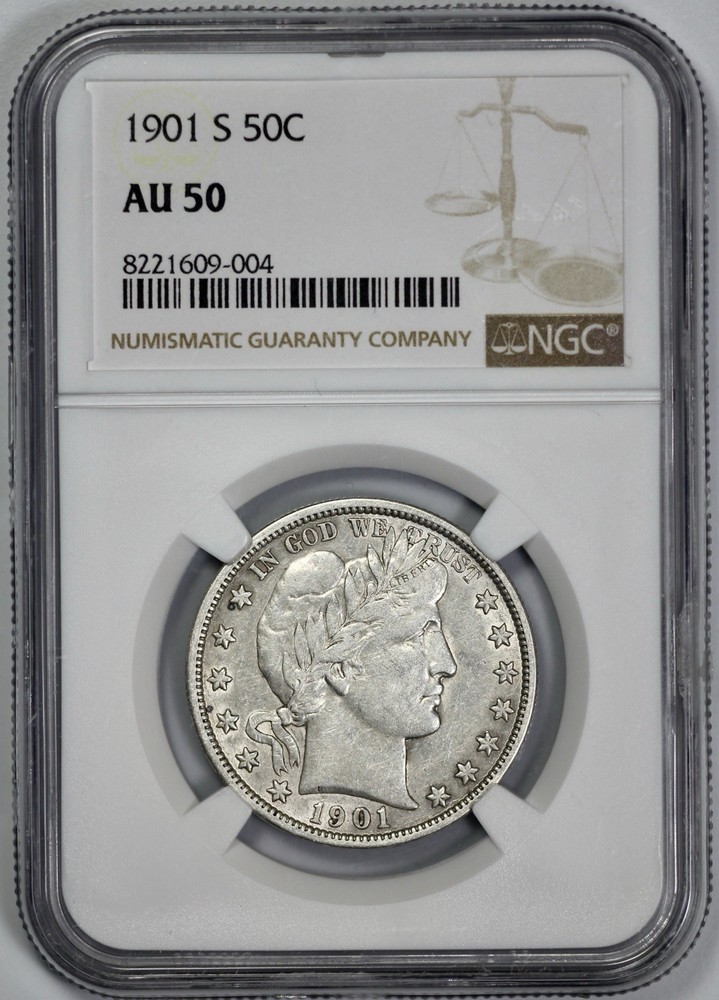 1901-S Barber 50c Half Dollar NGC AU 50