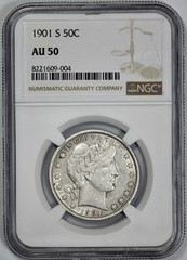 1901-S Barber 50c Half Dollar NGC AU 50
