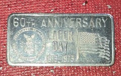1973 Labor Day 60th Anniversary Bar Great Lakes Mint 1 Troy oz 999 Silver GLM