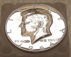 1964 Kennedy Choice Proof 90% Silver Blazing White Luster #629 – 5