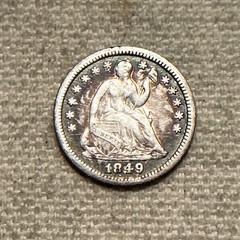 1849 Liberty Seated Half Dime, 5C, Stars on obverse QA 905-70