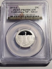 2011-S Gettysburg Silver Quarter PCGS PR69DCAM 90% Silver Proof