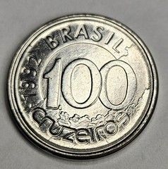 1992 Brazil 100 Cruzeiros – Circulated Brazilian Stainless Steel World Coin