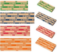 100 Pcs Assorted Packed Flat Stripped Coin Wrappers Coin Rolls Wrapper Quarters