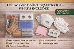 Coin Collecting Starter Kit Loupe Coin Flips Holders Gloves Box Set