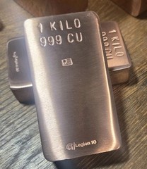 1 Kilo Solid Copper Bullion Bar .999 Pure Fine Hand Poured By Legion 10 Metal