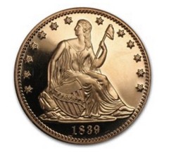 1839 Seated Liberty Design 1 oz .999 Fine Copper Round Uncertified