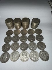 90% Silver Franklin Halves $10 20-Coin Roll. Avg Circulated. 7.15 Troy Oz Silver