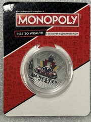 2024 SAMOA HASBRO Monopoly RISE TO WEALTH 1 Oz Colorized Silver Coin BOX5