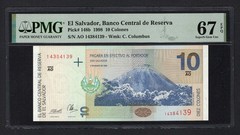 El Salvador 10 Colones 02-03-1998 P148b Uncirculated Grade 67