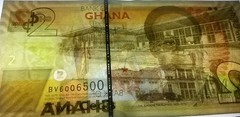 Ghana P37Ad, 2 Cedi, Nkrumah, gold bars / Parliment see UV & W/M images, UNC