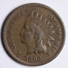 1869/9 Indian Head Cent Penny VF+ E148 TKRNNS