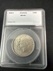 1936 -San Francisco Arkansas Silver Commemorative Half Ms 66+