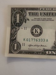 1776 Independence year Note $1 One Dollar Bill Fancy Serial Number