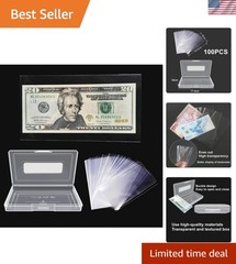 Classic Clear Paper Money Sleeves – 100 Pack with Convenient Storage Case