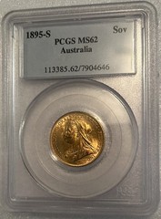 1895-S Australia Sovereign PCGS MS62 Victoria Rare Coin