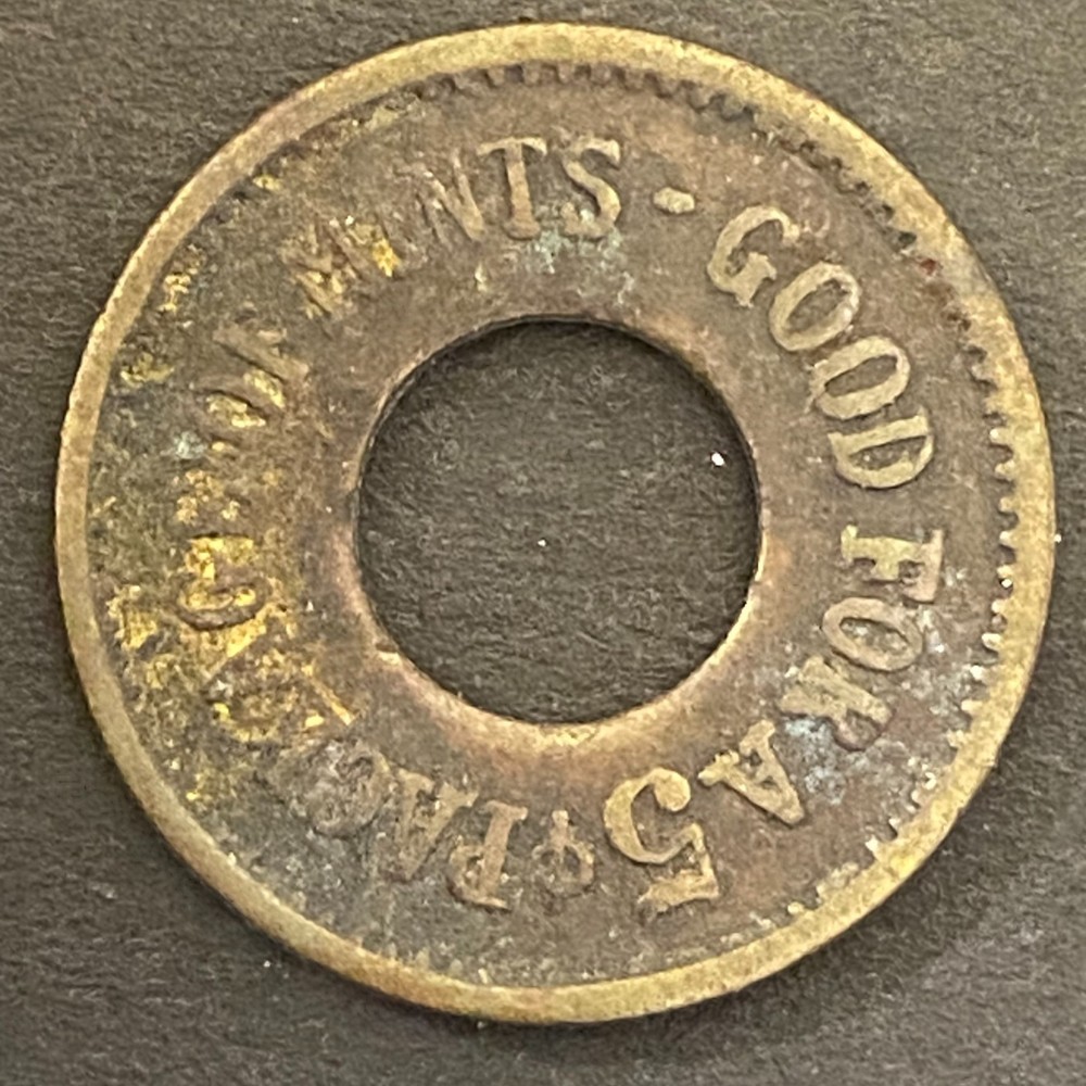 “Good for a 5c Package of Mints” “All Quality Mints” Token Arcade 21mm 3.1g