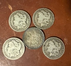 Morgan Silver Dollar Set Of 5 Coins 1890-1901