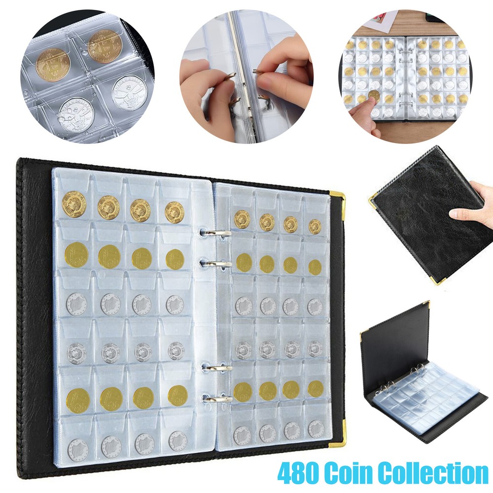 Coin Storage Book Collection, 480 Pockets Album Folder Holder for Penny Quarters