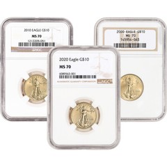 American Gold Eagle 1/4 oz $10 – NGC MS70 Random Date and Label