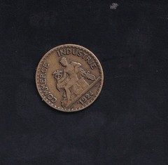 1924 France 50 Centimes Aluminum-Bronze Coin