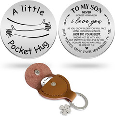 Engraved Stainless Steel Pocket Hug Token Keepsake Token Double Sided Message…